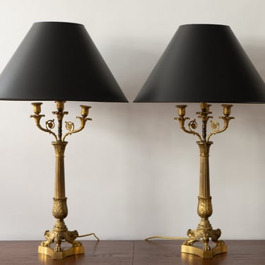 Pair of Charles X Gilt Bronze Lamps