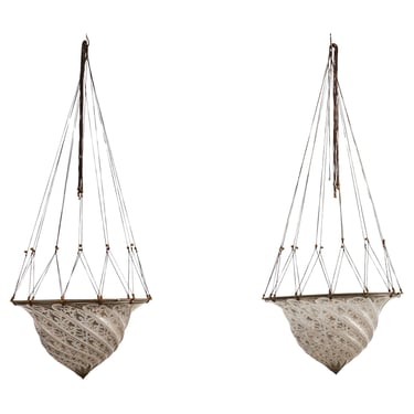 Pair of Fortuny Attributed Samarkanda Glass Lamp Shades