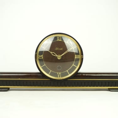 An efficient Vintage clock German, Mid century modern desk clock german, wood clock Hermle , Battery-powered fireplace clock, 