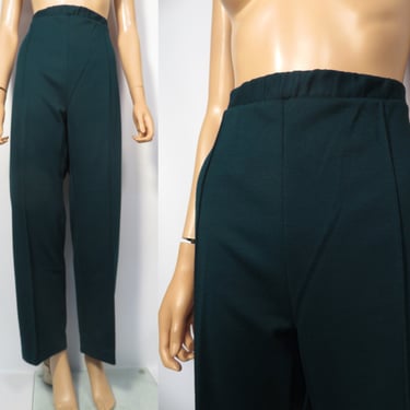 Vintage 70s/80s Deadstock Plus Size High Waist Hunter Green Elastic Waist Straight Leg Pants Made In USA Size 18 