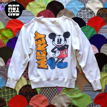Cute & Cozy Vintage 80s 90s White Mickey Mouse Sweatshirt 