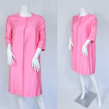 Emma Domb 1960's Bubble Gum Pink Rayon Jacket I Coat I Sz Med 