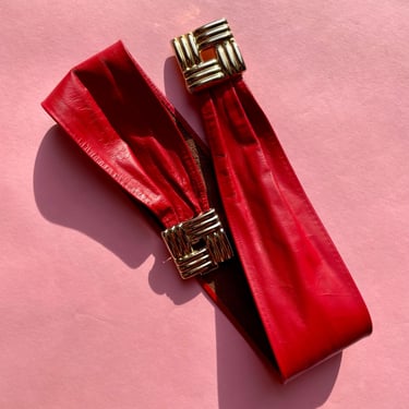 Vintage Red Leather Belt