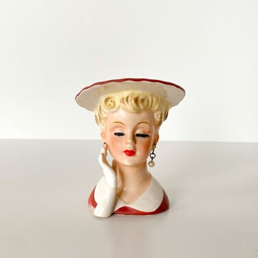 1950s Girl With the Pearl Earrings Planter & Vase