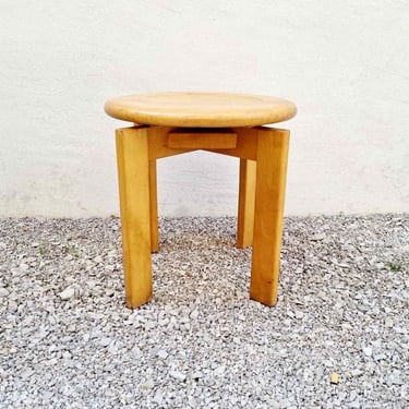 Mid Century Modern Wooden Stool / Solid Wood Chair / Vintage / Brown Chair / Klingnau Ag Stuhl und Tischfabrik / Switzerland / 1980s / '80s 