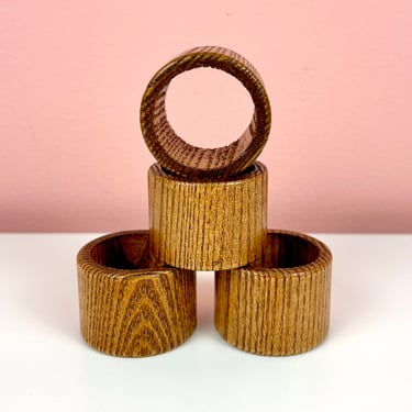 Set of 4 Wood Napkin Rings 