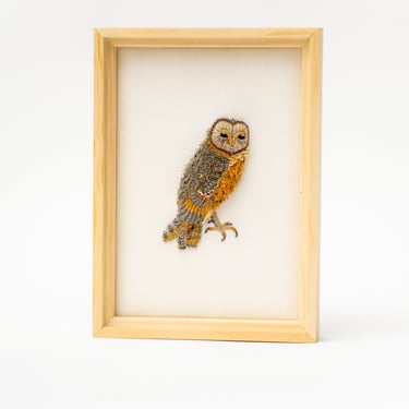 Eastern Barn Owl Framed Beaded Art