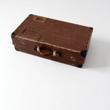 vintage laundry mailing box, brown shipping box, storage case 
