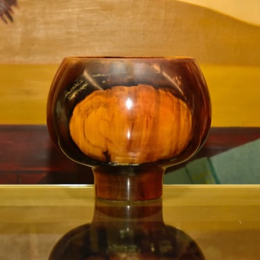 Vintage Signed Moulthrop Figured Tulipwood Bowl, Decorative Wooden Bowl, Contemporary Table Center Piece, Moulthrop Studios, 8 1/8
