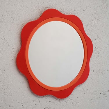 Vintage Finnish Mirror MK-298 by Mäkisen Kuvastin – 1960s Pop Art Design in Red and Orange 