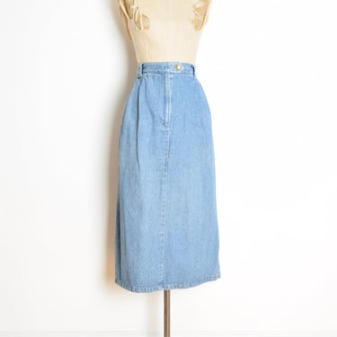 vintage 90s jean skirt blue denim high waisted long midi skirt basic L/XL clothing 