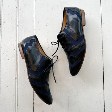 1980s Ombeline Italian Suede And Leather Oxfords 