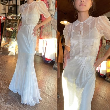 1900's Polkadot Lace White Dress (XXS/XS)