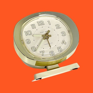 Vintage Westclox Alarm Clock Retro 1960s Mid Century Modern + Big Ben + WORKS + Cream + Gold + Mint Green + Numbered + Wind Up + Home Decor 