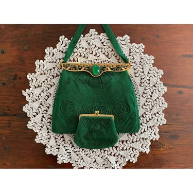 Duizend-Gans French Beaded Evening Purse in Green 