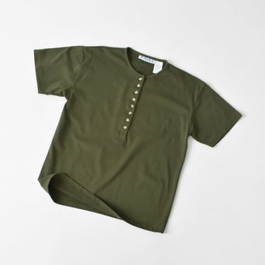 vintage henley t-shirt, 90s olive green tee 