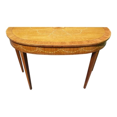 Vintage Mahogany Heritage Heirloom Half Round Demilune Hall Table Console Table