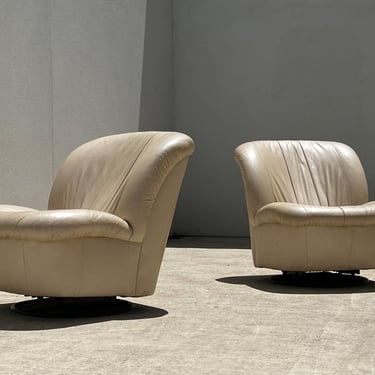Post Modern Leather Swivel Tilt Chair Set