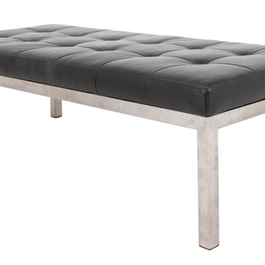 Knoll Manner Black Leather and Chrome Bench