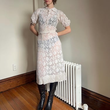 1930’s vintage white lace dress 