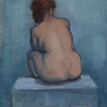 Fine Art Print of Original Painting-Giclee-Archival Print-Woman-Seated Nude-Female-Impressionist Painting-Erotic-Fine Art Nude-Angela Ooghe 