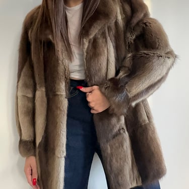 Gray and Brown Mink Fur Jacket