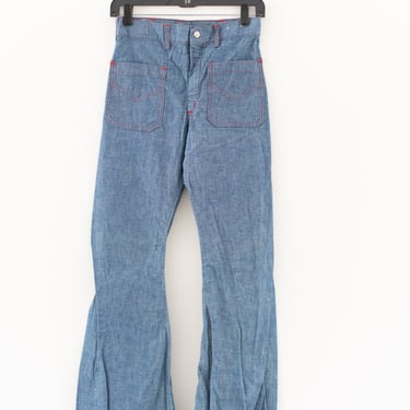 1970s Mens Bell Bottom Jeans with Lace Up Waist