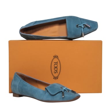 Tod's - Light Blue Suede Pointed Toe Loafers Sz 5