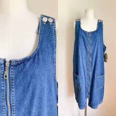 Vintage deadstock Zipper Front Denim Dress / L-XL 