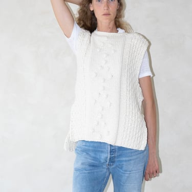 Hand Knit Gilet in Cream