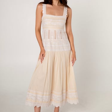 Catherine Malandrino Cream Embroidered Cotton Dress