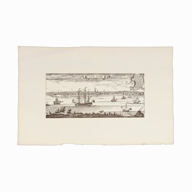 New York Antique Engraving Etching Print American 