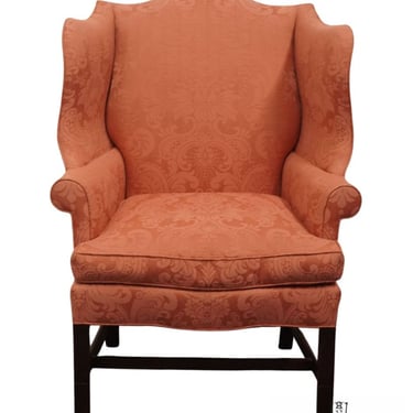 HICKORY CHAIR Co. Traditional Style Salmon Damask Upholstered Wingback Accent Arm Chair 1271-55 