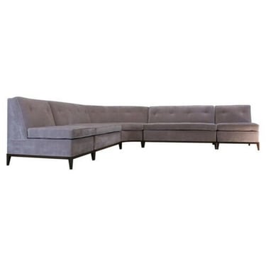 Gibbings Widdicomb Mid Century Modern Crushed Velvet 5 pc Sectional Sofa Curved 