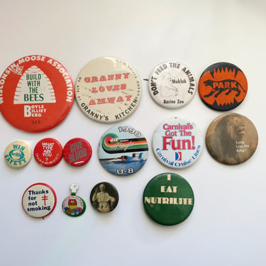 Vintage Pinback Buttons - Novelty Pins - You Choose - Genuine Vintage Pins 60s 70s 80s 90s 