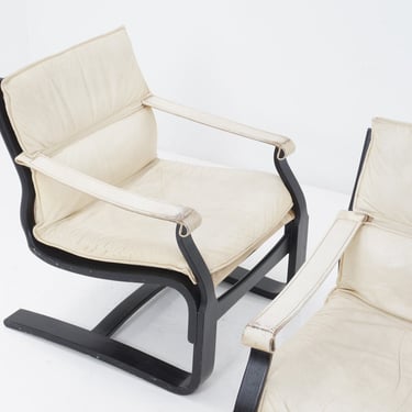 Bentwood Leather Lounge Chair by Ake Fribytter, 1970s 