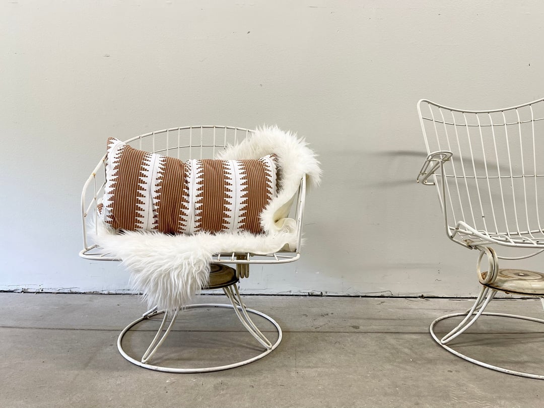 Mid Century Homecrest Barrel Chair Swivel Chair White Wire Metal