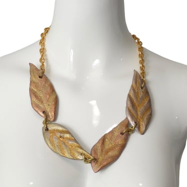 BILLY BOY- 1970s Painted Resin Leaf Necklace