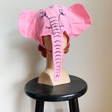 Vintage 1950s-60s Pink Elephant Mask / Hat / Costume 