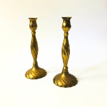 Brass Swirl Candle Holders - Set of 2 