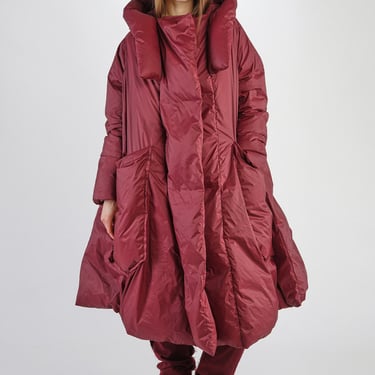 Oversized Full Length A-Line Padded Coat in MERLOT or BLACK