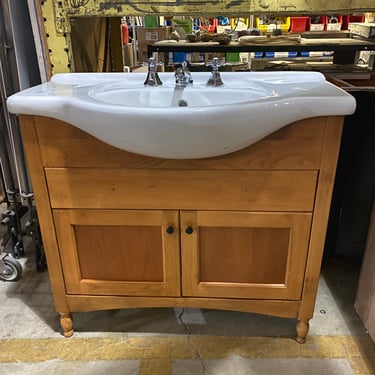 Freestanding Single Bathroom Vanity with Belly Bowl Sink Top