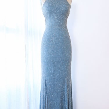 Ice Blue Beaded Open Back Gown XS/S