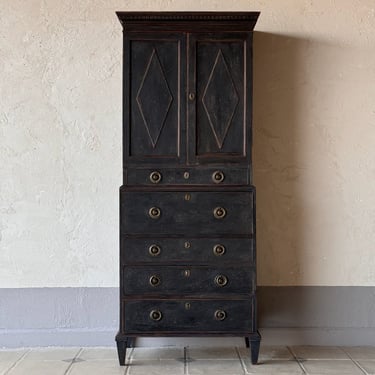 Late 18th C. Black Swedish Cabinet Bureau