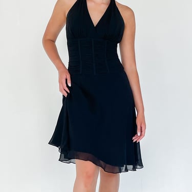 Black Corset Silk Dress (S)