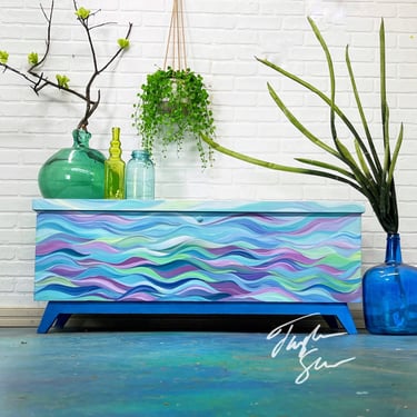 Seascape Hand Painted Lane Trunk