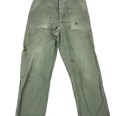 Vintage 1964 US Military Green Cotton Sateen Baker Combat Pants 34x30