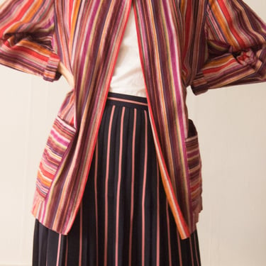 1980s Christian Dior Linen Striped Smock 