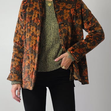 1970's Velvet Floral Quilted Jacket