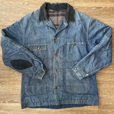 60’s Union Made Power House Blanket Lined Denim Chore Jacket Montgomery Ward 